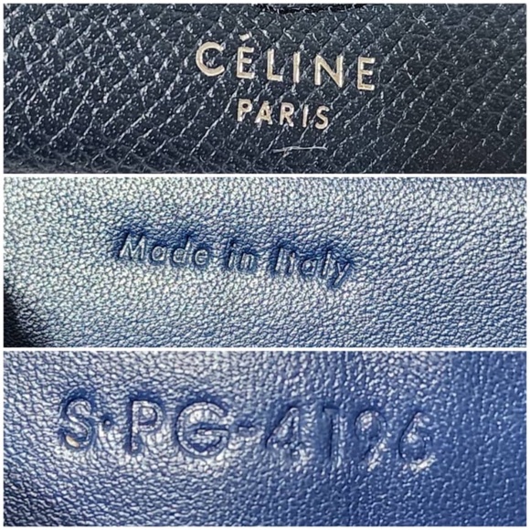 Authentic CELINE Grained Calfskin Small Trotteur Multifunction Flap Wallet Navy - Picture 9 of 11
